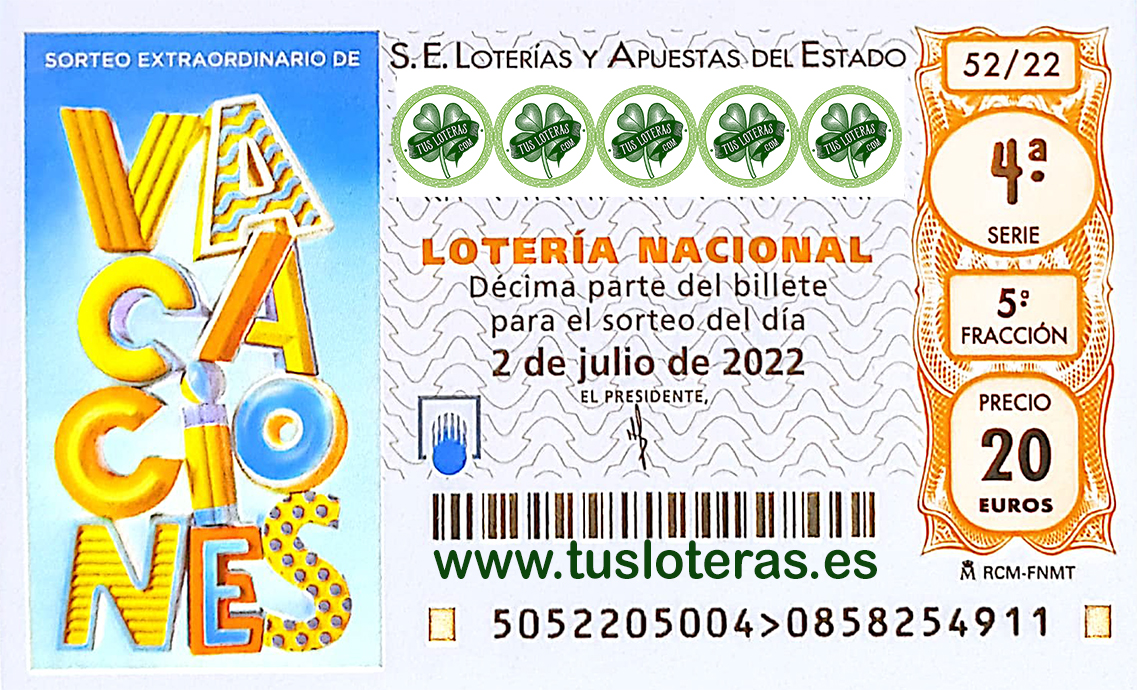 Sorteo Extraordinario 2 Julio 2022 Loteria Nacional